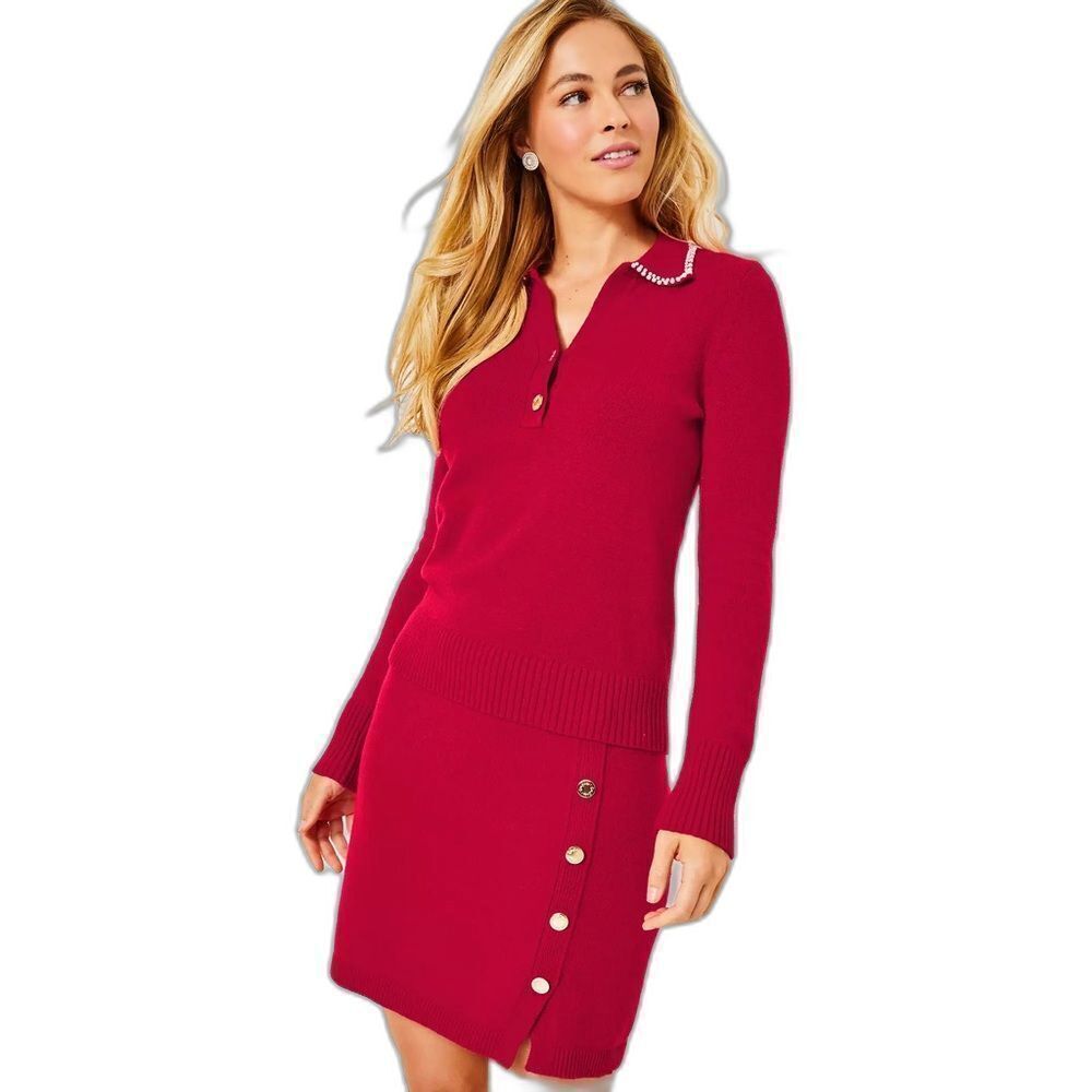 NWT Lilly Pulitzer Lizona Sweater & Skirt Set Medium Poinsettia Red 2-Piece Set